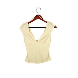 Intimately by Free People Top Womens Small Cream V-Neck SS Loungewear Activewear
